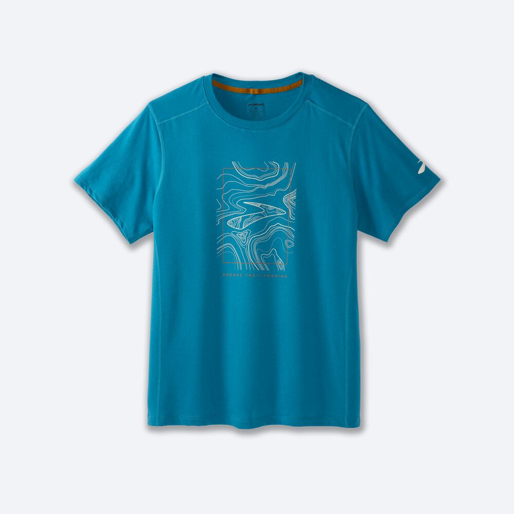 Brooks Distance Short Sleeve 2.0 μπλουζακια ανδρικα μπλε | GR017825