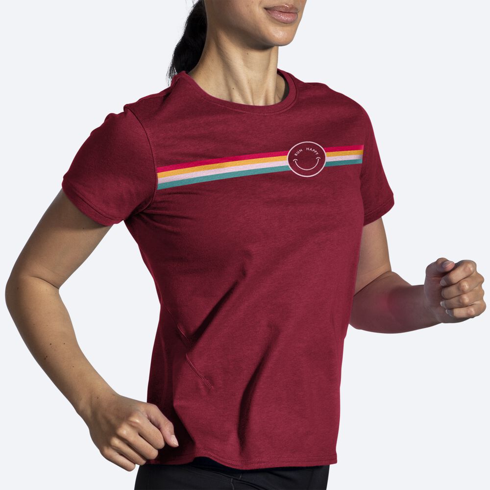 Brooks Distance Short Sleeve 2.0 μπλουζακια γυναικεια Πολύχρωμο ριγε | GR042953