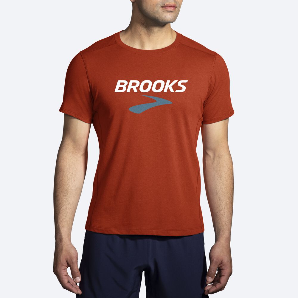 Brooks Distance Short Sleeve 2.0 μπλουζακια ανδρικα κοκκινα | GR049875