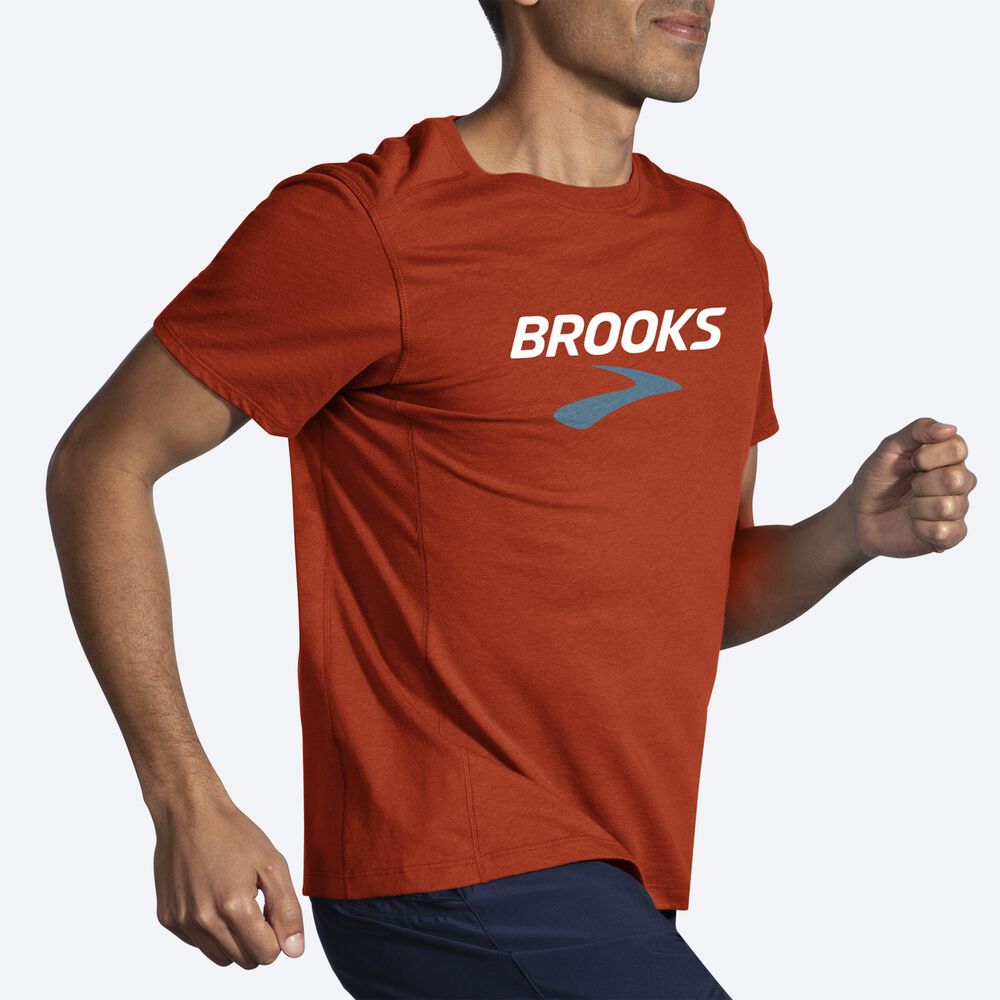 Brooks Distance Short Sleeve 2.0 μπλουζακια ανδρικα κοκκινα | GR049875