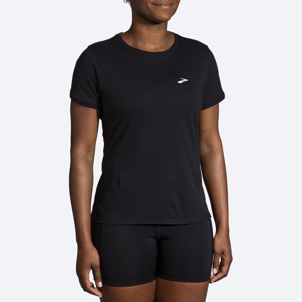 Brooks Distance Short Sleeve 2.0 μπλουζακια γυναικεια μαυρα | GR156324