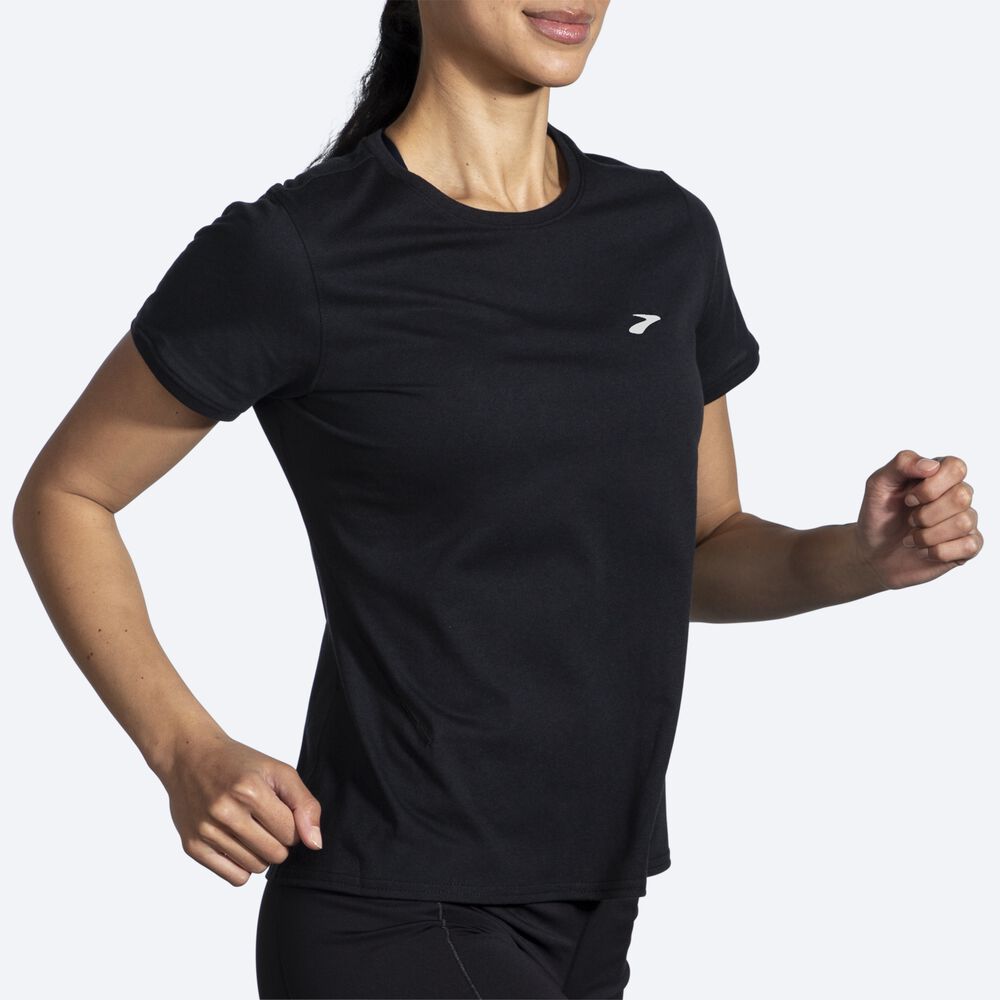 Brooks Distance Short Sleeve 2.0 μπλουζακια γυναικεια μαυρα | GR156324