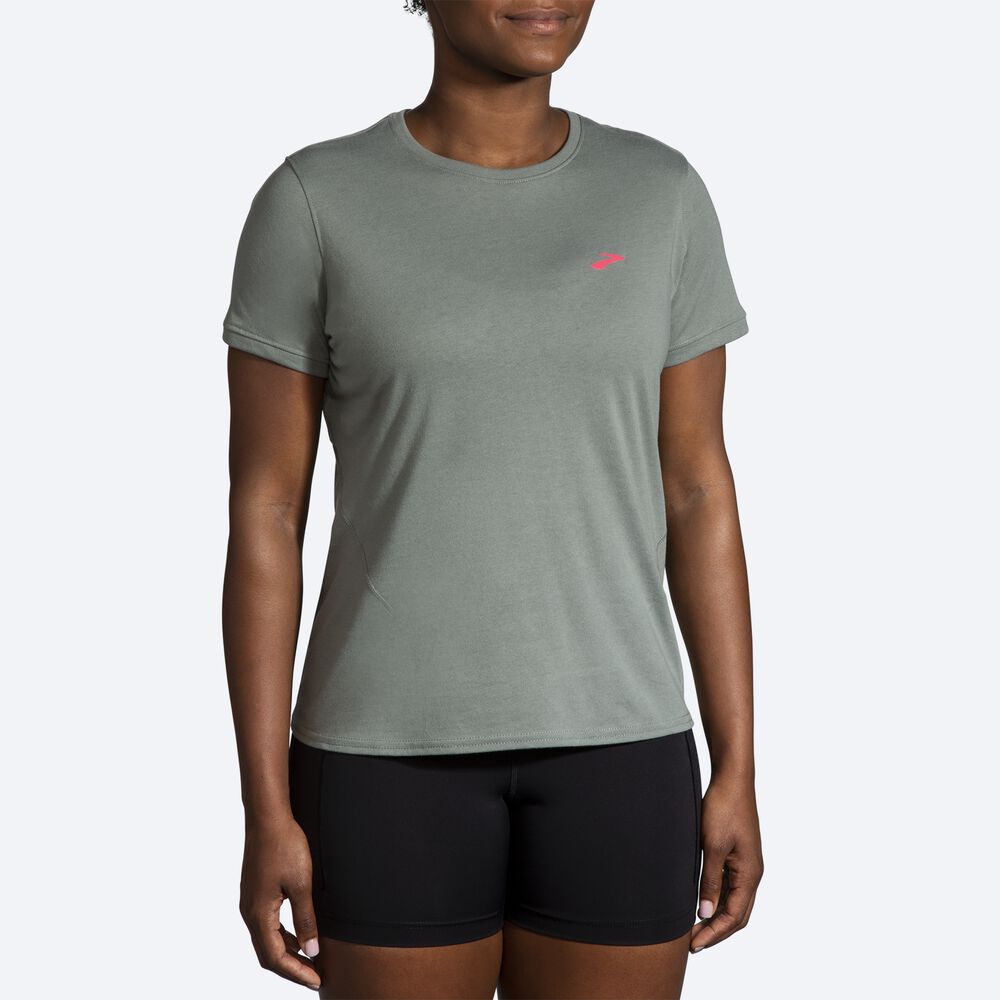 Brooks Distance Short Sleeve 2.0 μπλουζακια γυναικεια πρασινο | GR376412