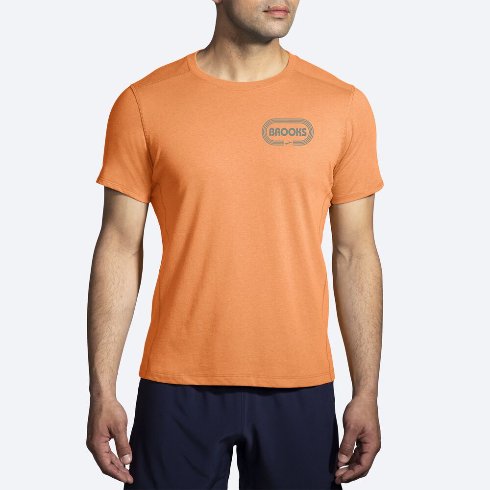 Brooks Distance Short Sleeve 2.0 μπλουζακια ανδρικα πορτοκαλι | GR385946