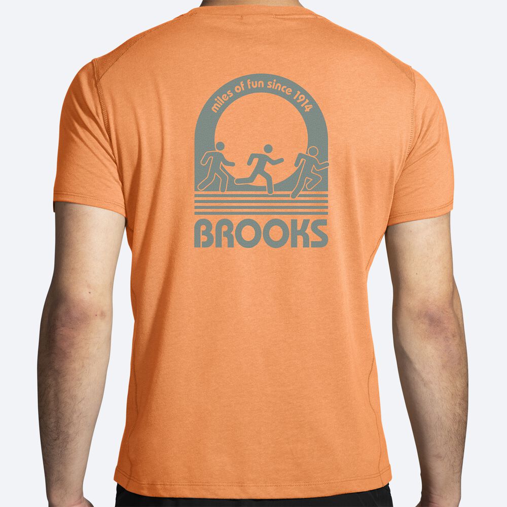 Brooks Distance Short Sleeve 2.0 μπλουζακια ανδρικα πορτοκαλι | GR385946