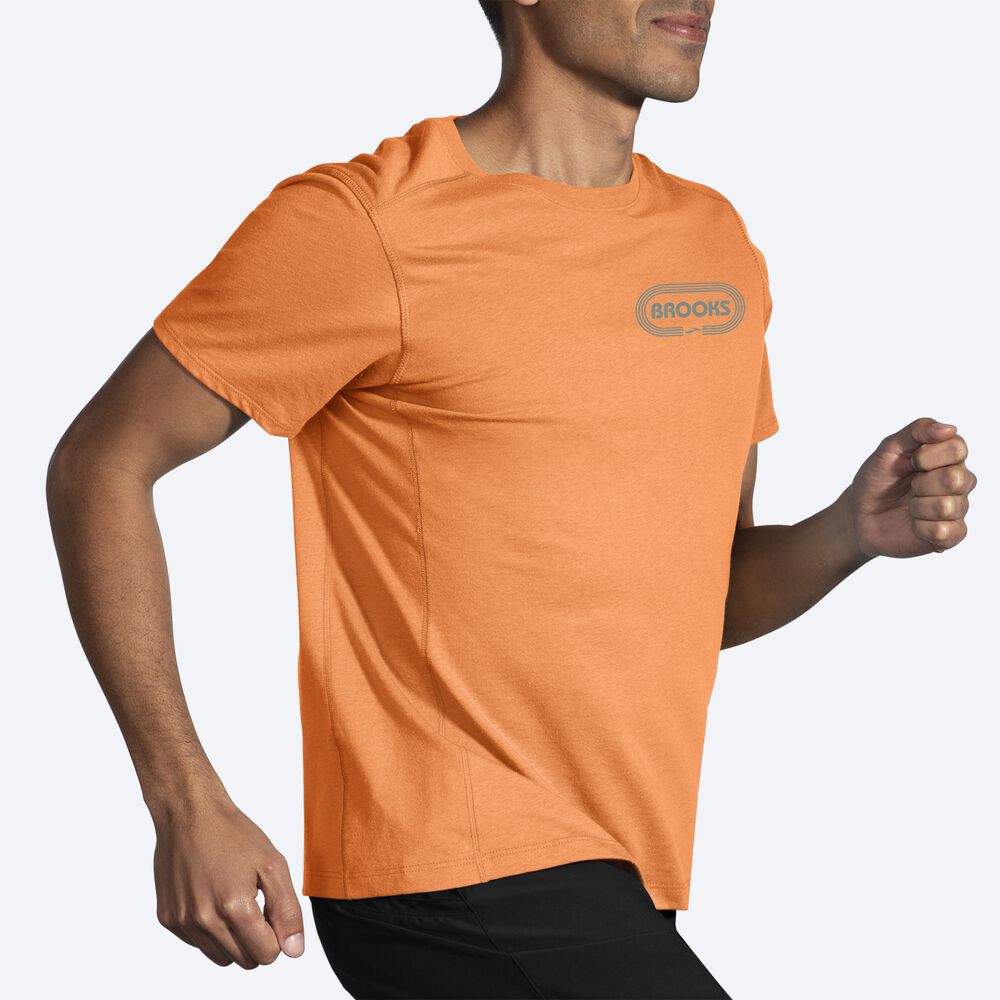 Brooks Distance Short Sleeve 2.0 μπλουζακια ανδρικα πορτοκαλι | GR385946