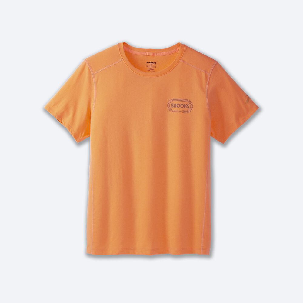 Brooks Distance Short Sleeve 2.0 μπλουζακια ανδρικα πορτοκαλι | GR385946