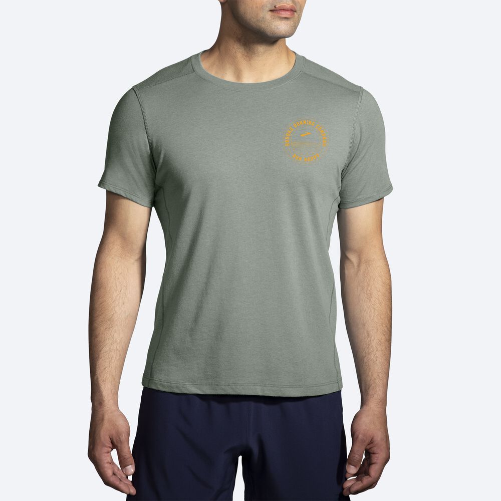 Brooks Distance Short Sleeve 2.0 μπλουζακια ανδρικα πρασινο | GR425963