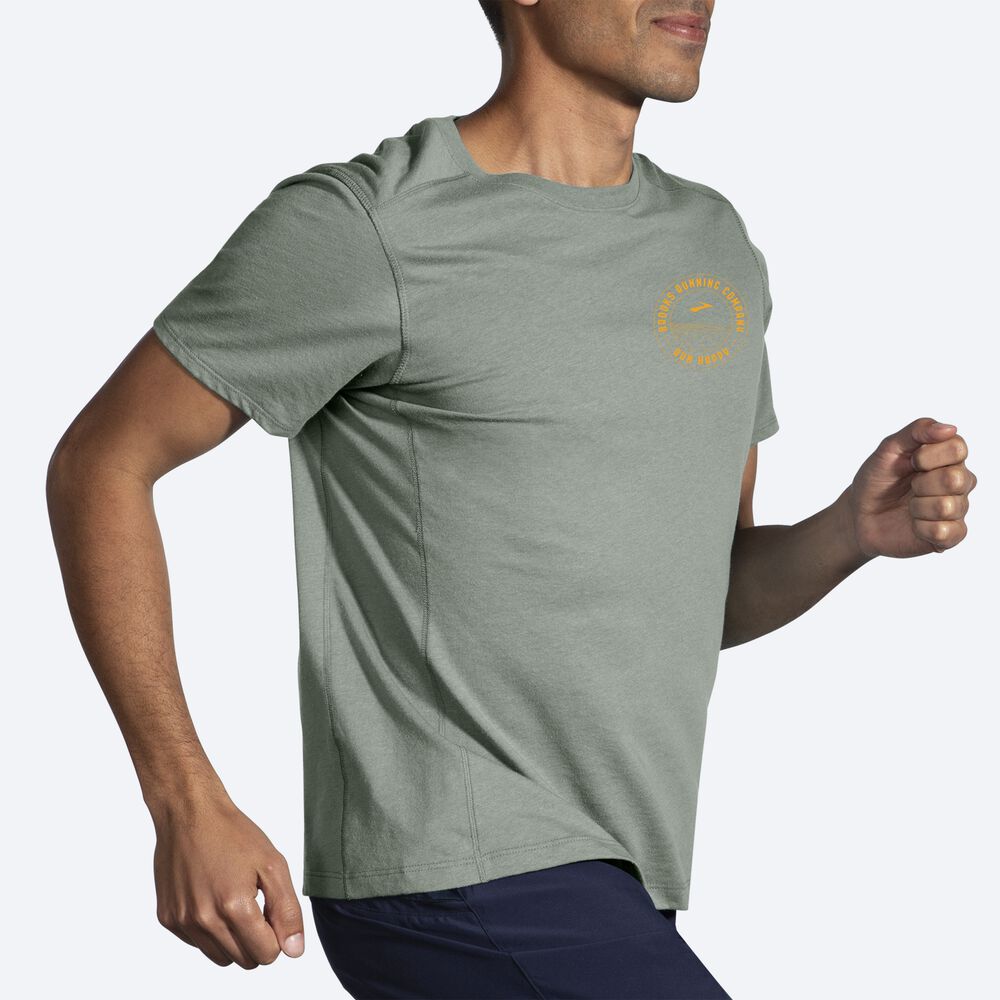 Brooks Distance Short Sleeve 2.0 μπλουζακια ανδρικα πρασινο | GR425963