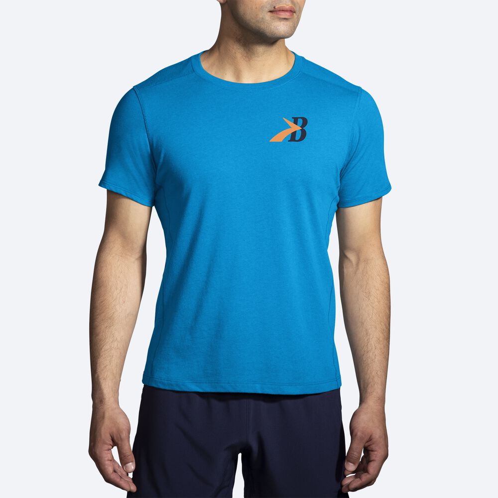 Brooks Distance Short Sleeve 2.0 μπλουζακια ανδρικα μπλε | GR630782