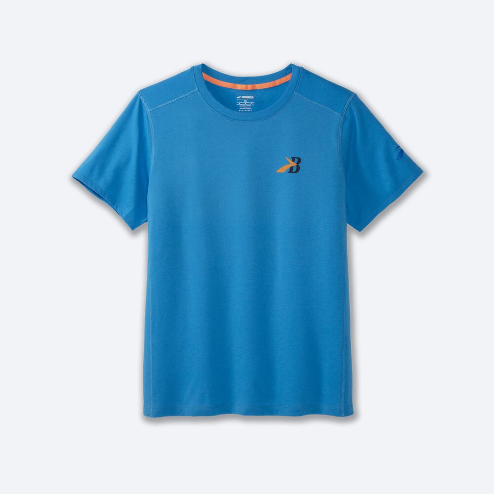 Brooks Distance Short Sleeve 2.0 μπλουζακια ανδρικα μπλε | GR630782