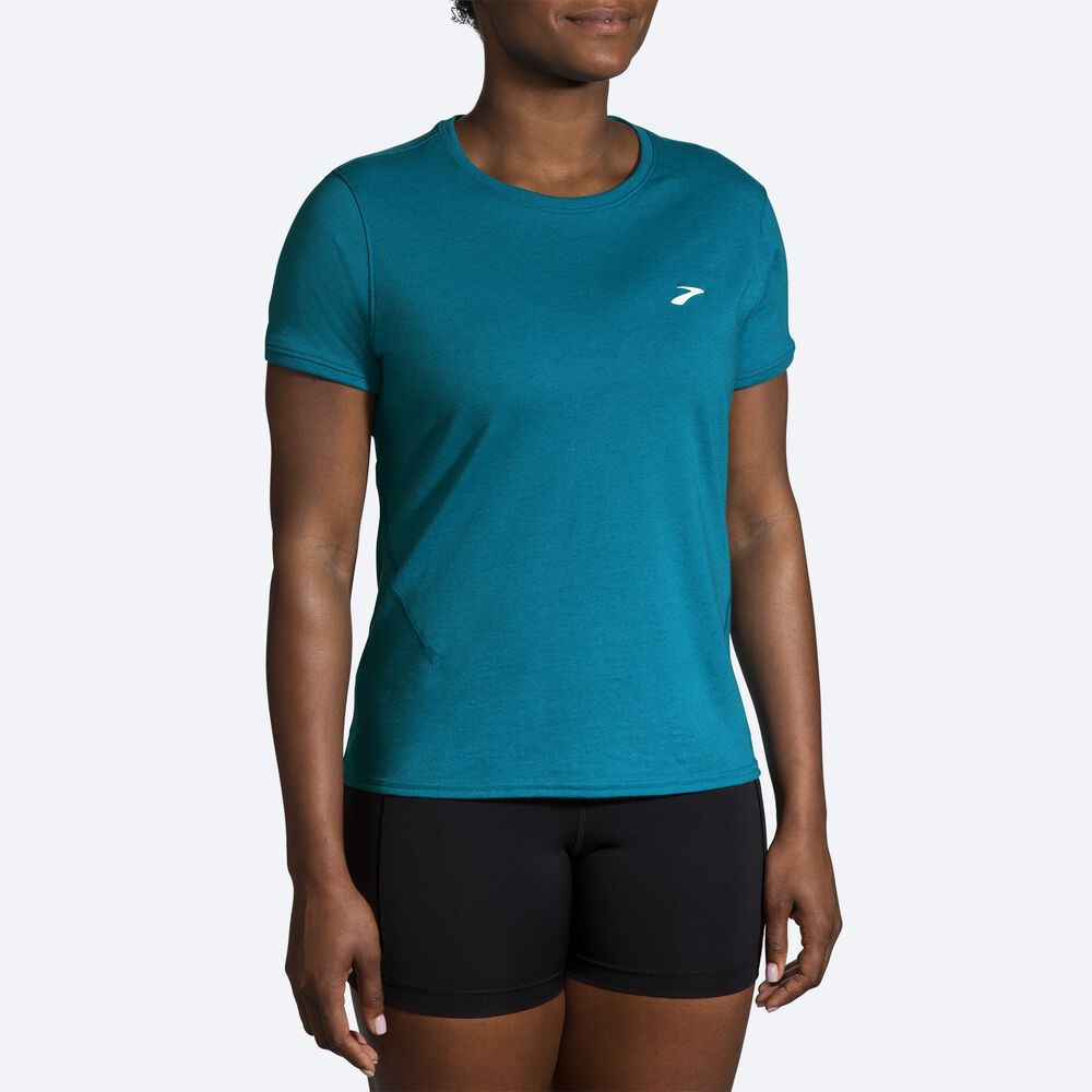 Brooks Distance Short Sleeve 2.0 μπλουζακια γυναικεια μπλε | GR809264