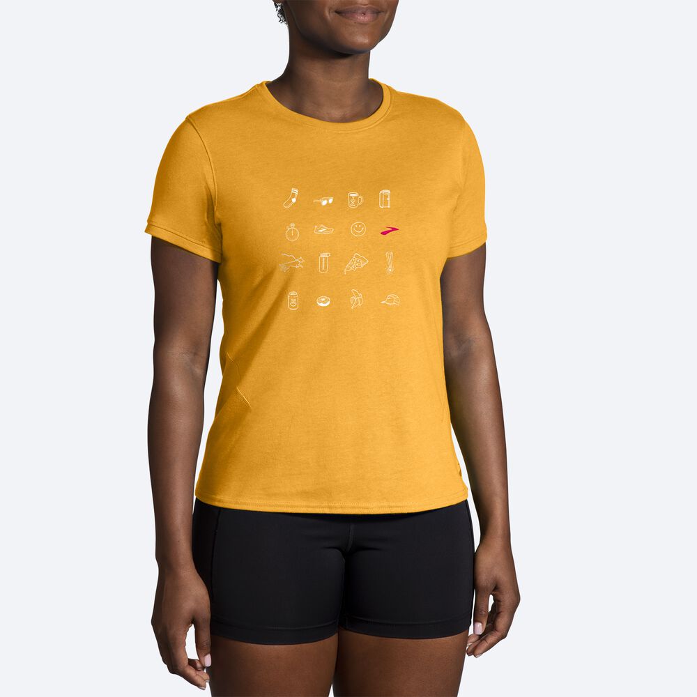 Brooks Distance Short Sleeve 2.0 μπλουζακια γυναικεια πορτοκαλι | GR890621