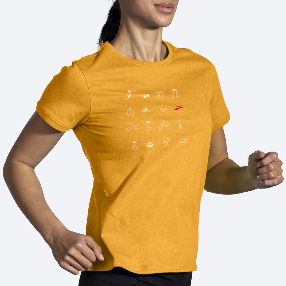 Brooks Distance Short Sleeve 2.0 μπλουζακια γυναικεια πορτοκαλι | GR890621