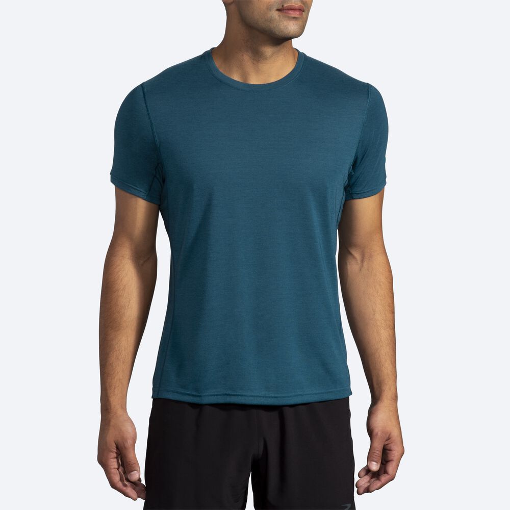 Brooks Distance Short Sleeve μπλουζακια ανδρικα βαθυ πρασινο | GR045317