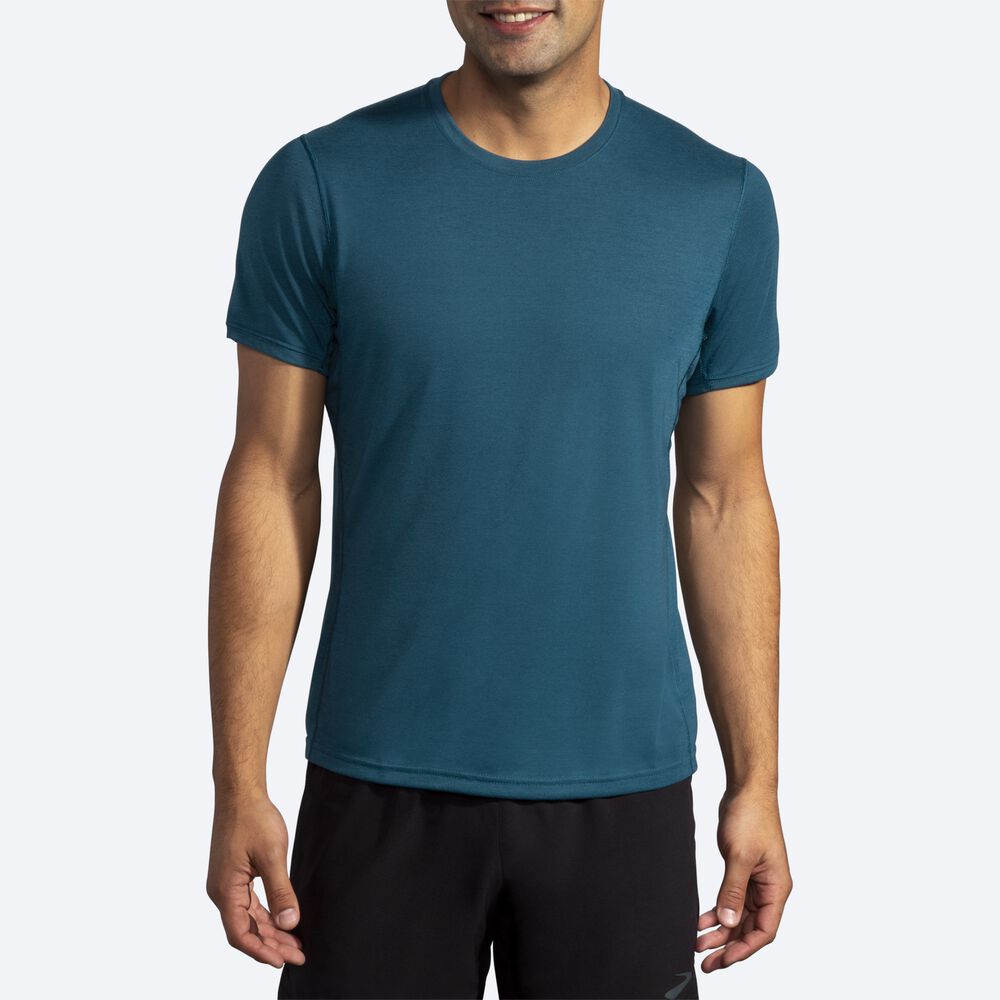 Brooks Distance Short Sleeve μπλουζακια ανδρικα βαθυ πρασινο | GR045317