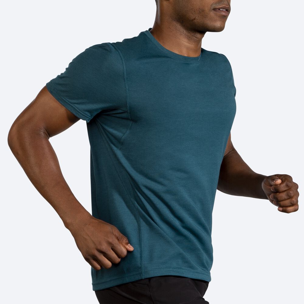 Brooks Distance Short Sleeve μπλουζακια ανδρικα βαθυ πρασινο | GR045317