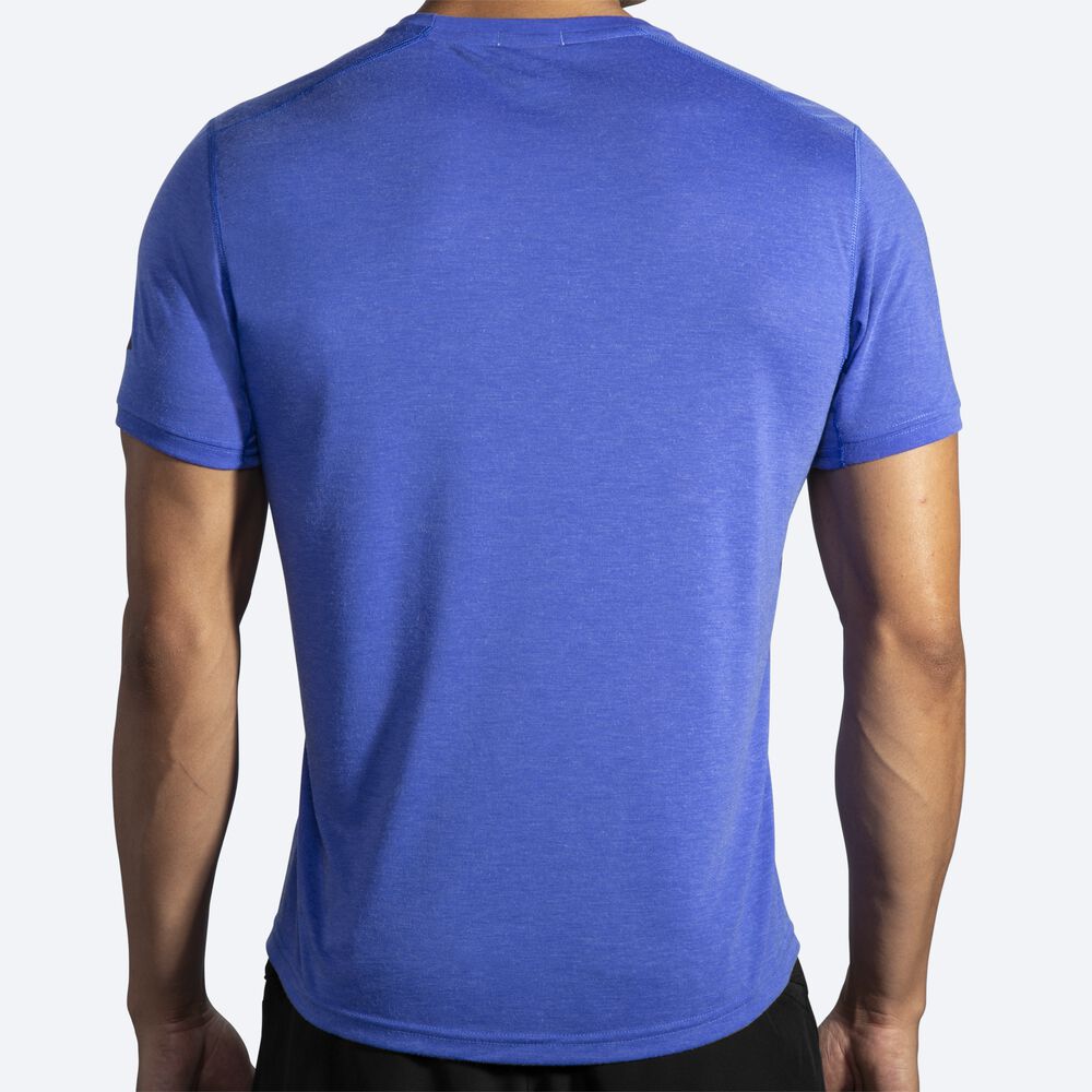 Brooks Distance Short Sleeve μπλουζακια ανδρικα μπλε | GR056294