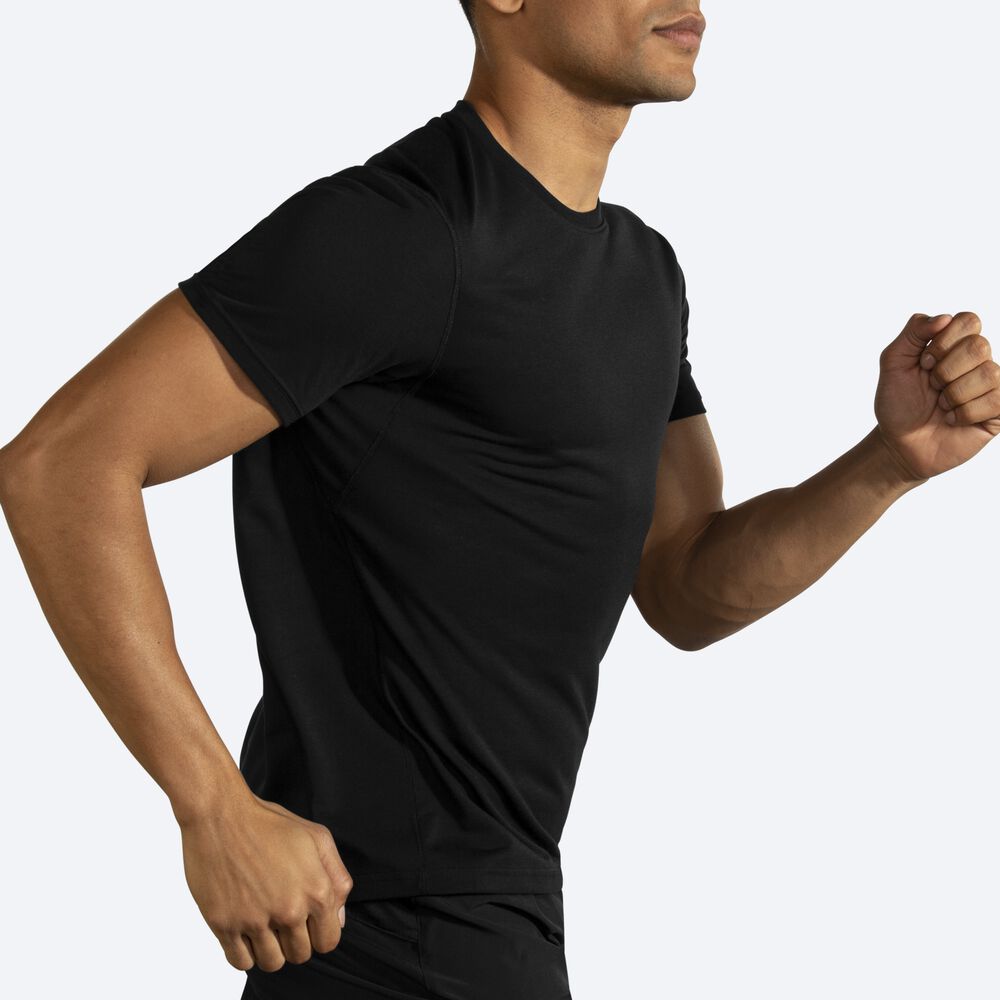 Brooks Distance Short Sleeve μπλουζακια ανδρικα μαυρα | GR073981