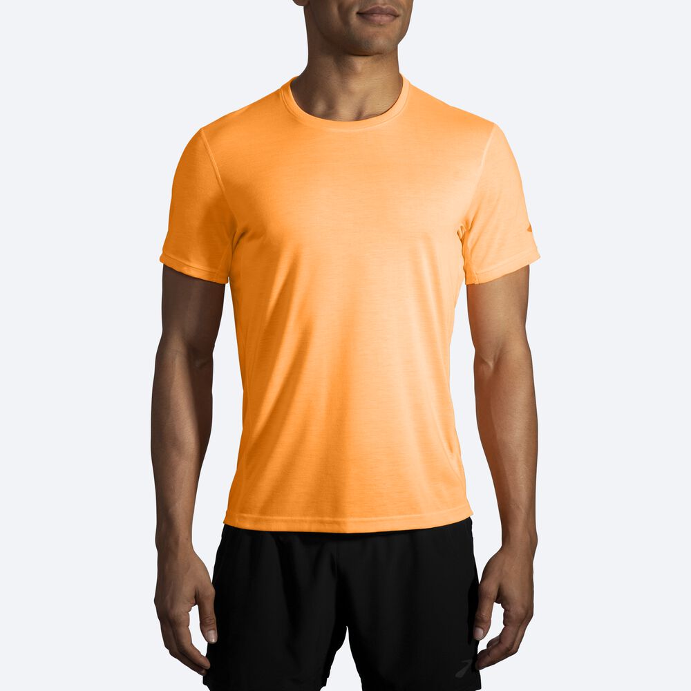 Brooks Distance Short Sleeve μπλουζακια ανδρικα πορτοκαλι | GR203598