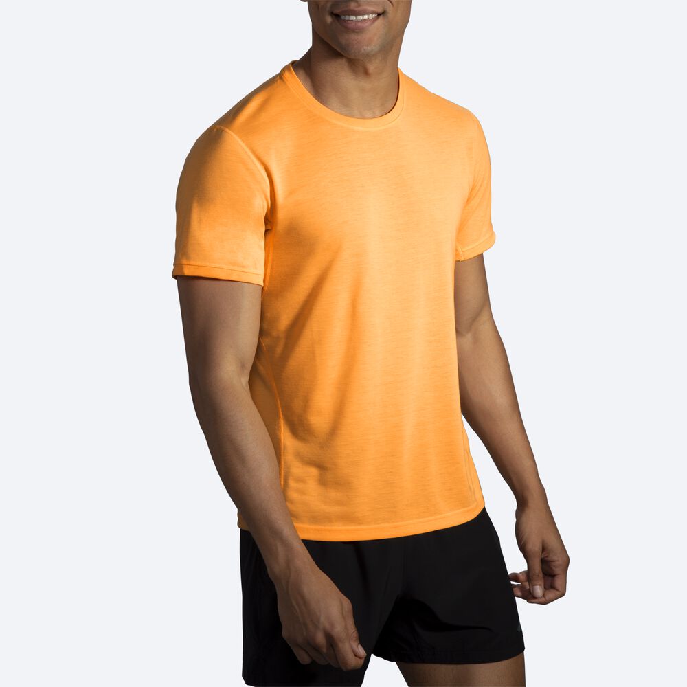 Brooks Distance Short Sleeve μπλουζακια ανδρικα πορτοκαλι | GR203598