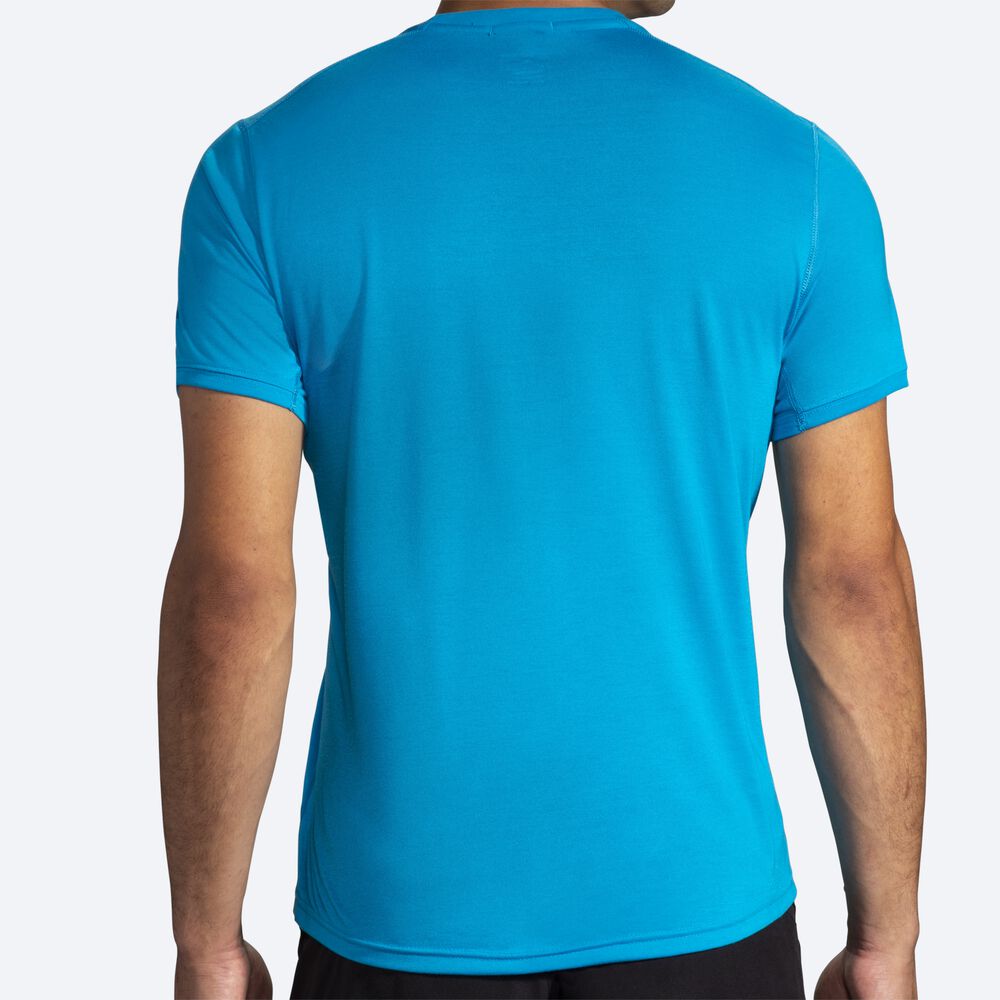 Brooks Distance Short Sleeve μπλουζακια ανδρικα μπλε | GR210869