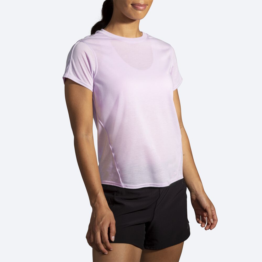 Brooks Distance Short Sleeve μπλουζακια γυναικεια μωβ | GR342189