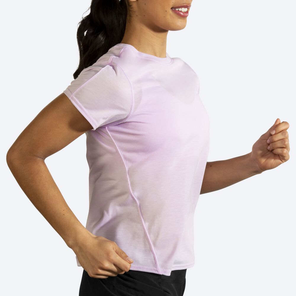 Brooks Distance Short Sleeve μπλουζακια γυναικεια μωβ | GR342189