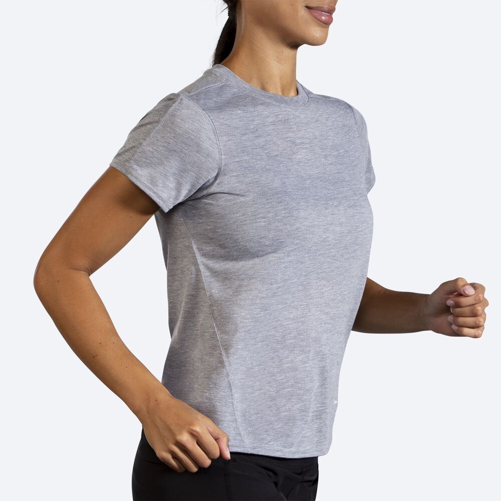 Brooks Distance Short Sleeve μπλουζακια γυναικεια γκρι | GR348507