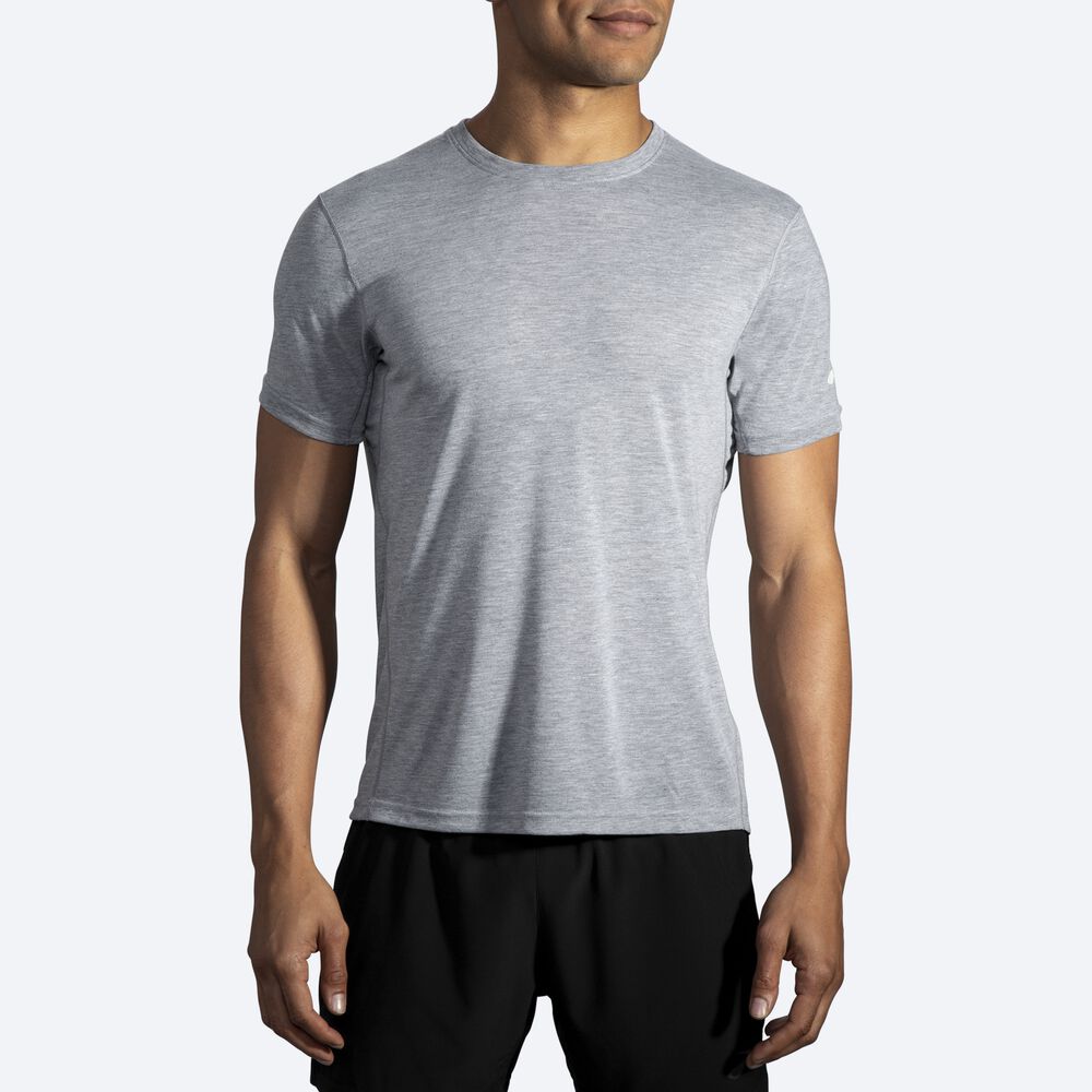 Brooks Distance Short Sleeve μπλουζακια ανδρικα γκρι | GR349670