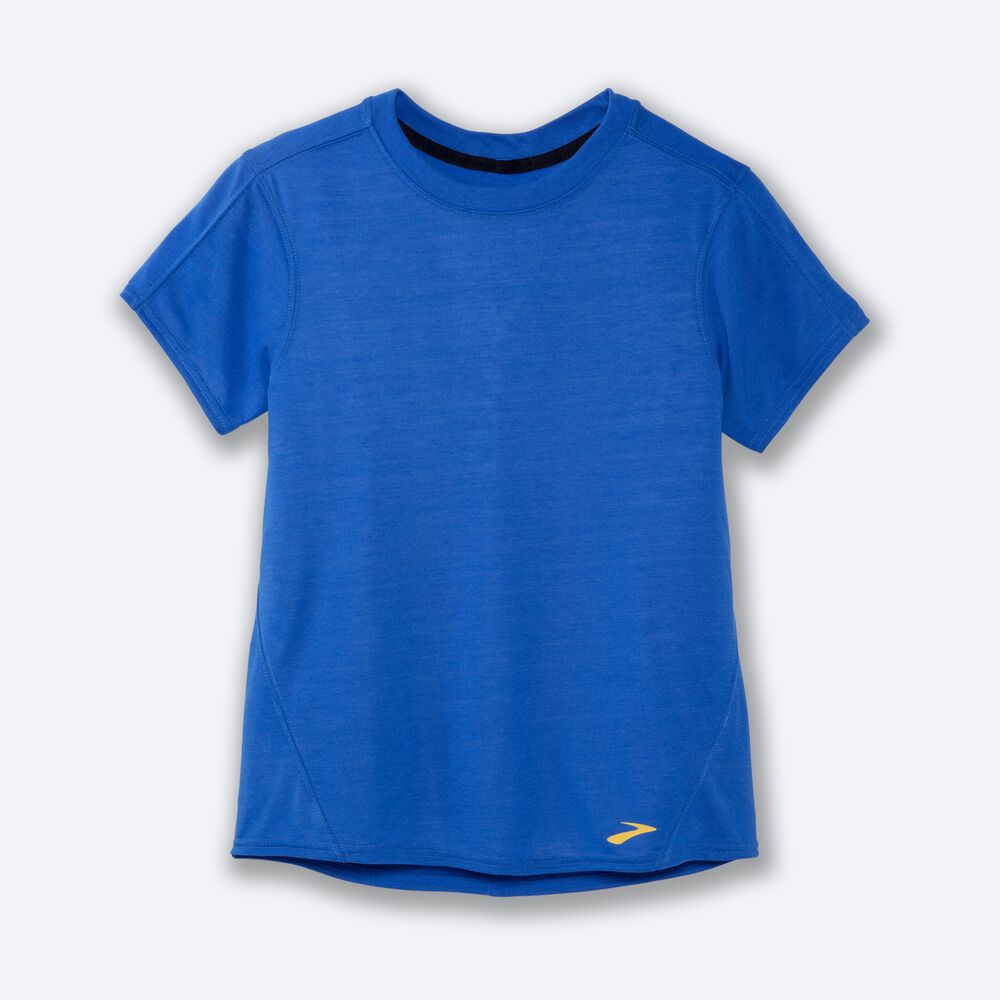 Brooks Distance Short Sleeve μπλουζακια γυναικεια μπλε | GR350962