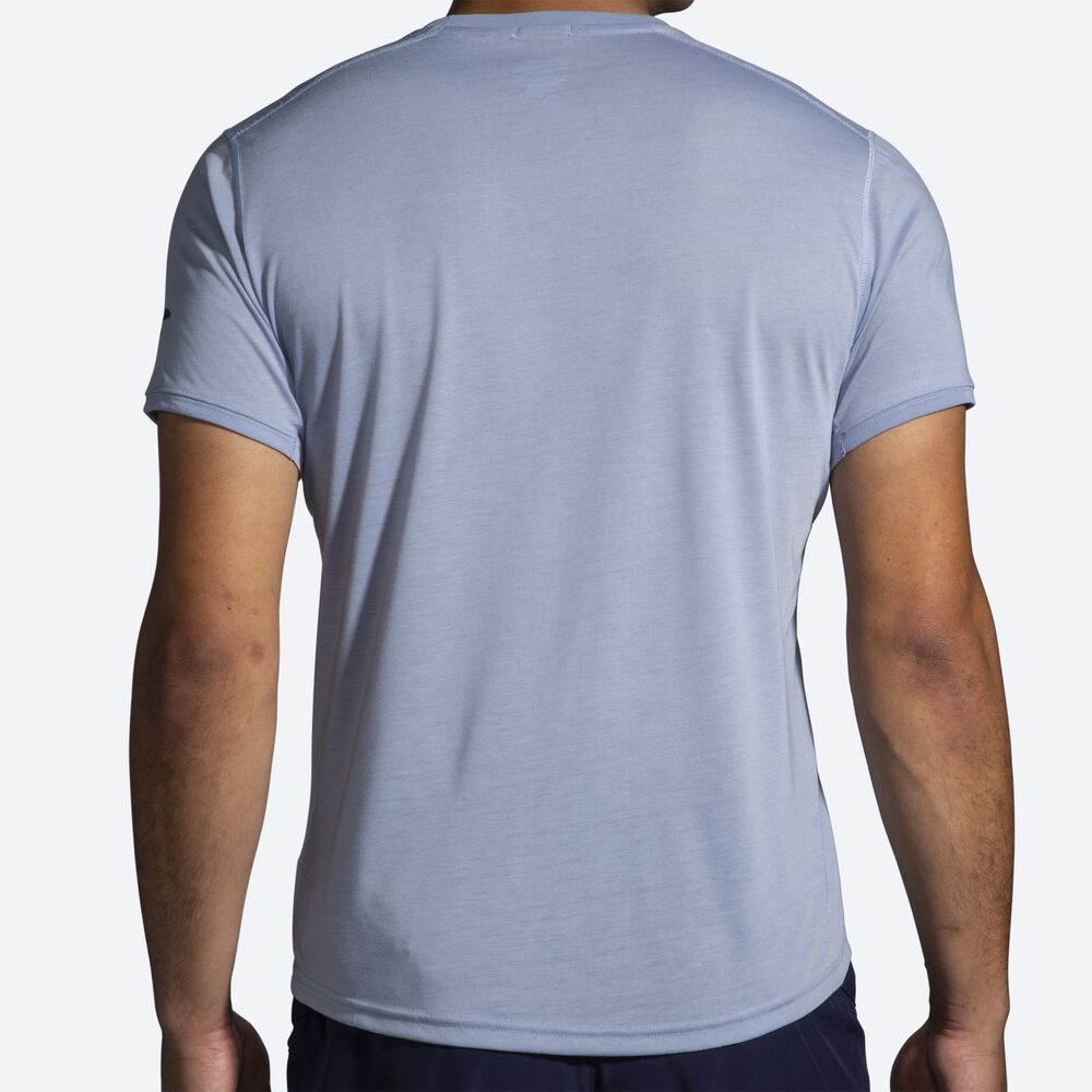 Brooks Distance Short Sleeve μπλουζακια ανδρικα μπλε | GR374186