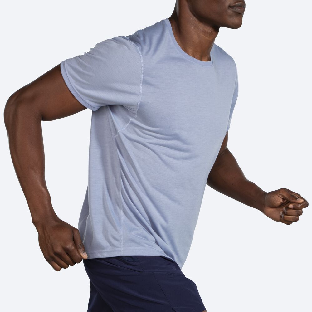 Brooks Distance Short Sleeve μπλουζακια ανδρικα μπλε | GR374186