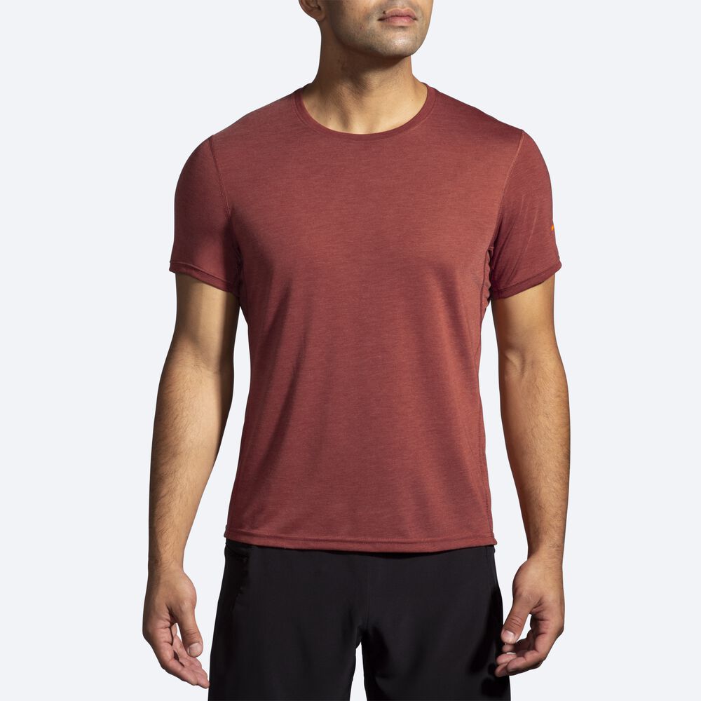 Brooks Distance Short Sleeve μπλουζακια ανδρικα χαλκός | GR425703