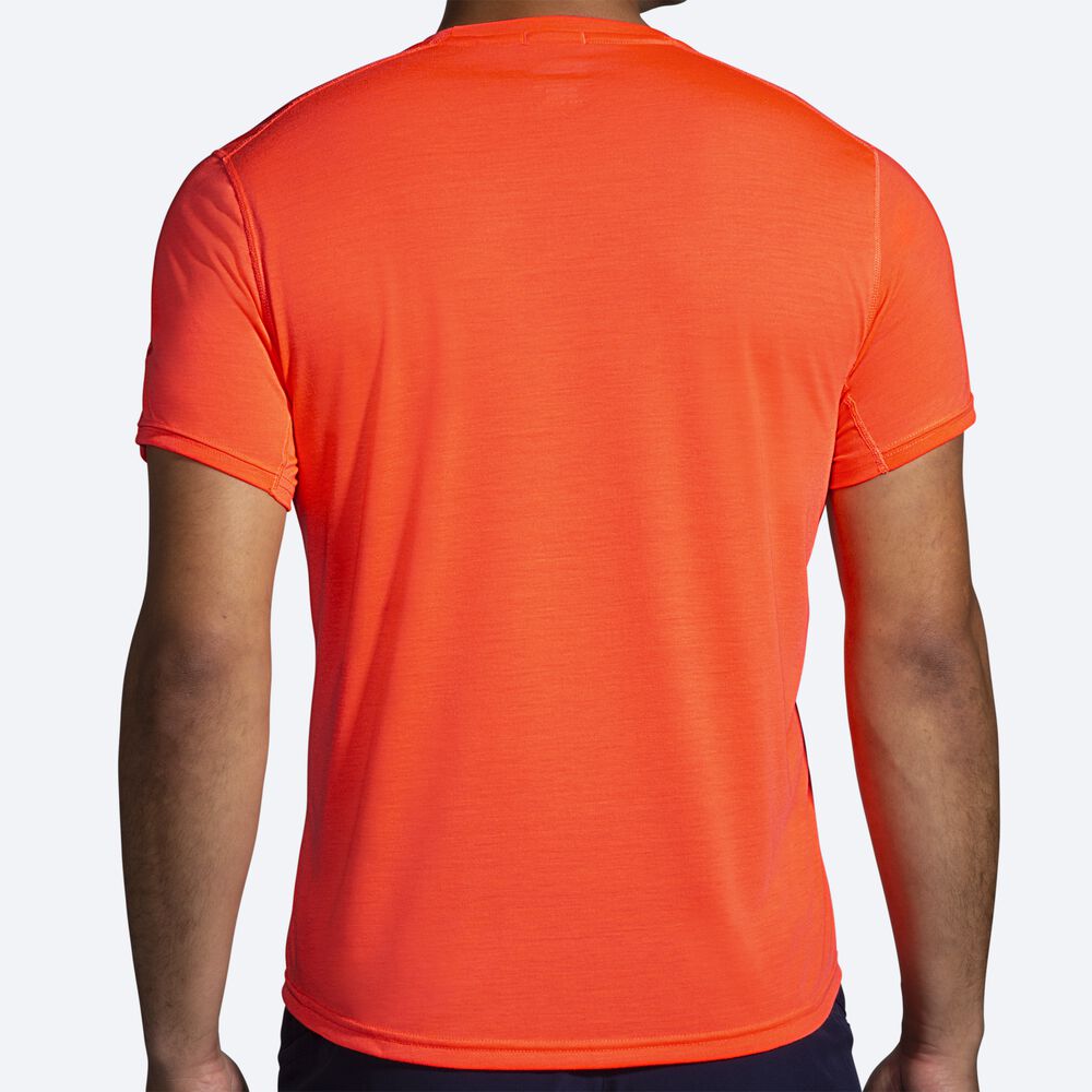 Brooks Distance Short Sleeve μπλουζακια ανδρικα πορτοκαλι | GR473158