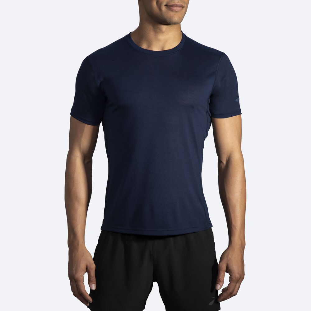 Brooks Distance Short Sleeve μπλουζακια ανδρικα σκουρο μπλε | GR607829