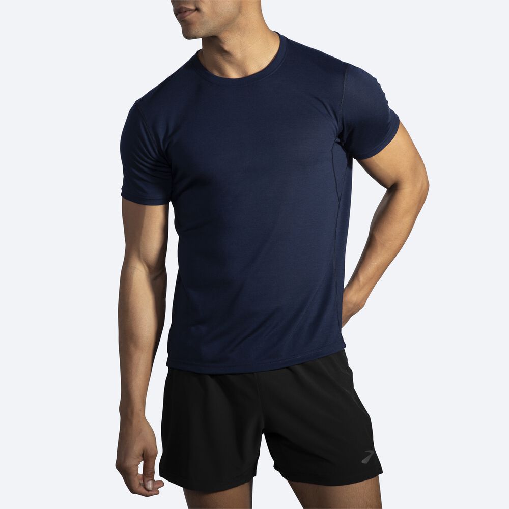 Brooks Distance Short Sleeve μπλουζακια ανδρικα σκουρο μπλε | GR607829