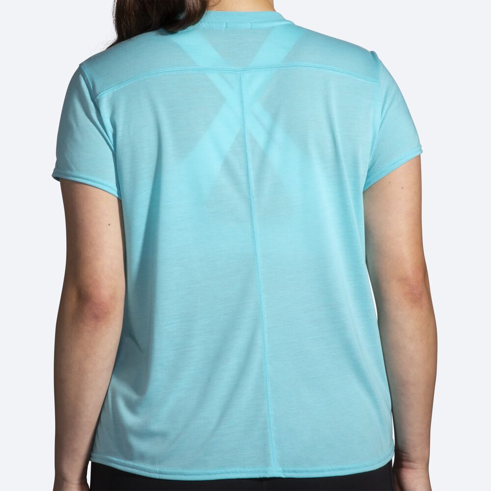 Brooks Distance Short Sleeve μπλουζακια γυναικεια τυρκουάζ | GR607914