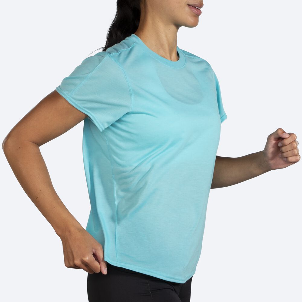 Brooks Distance Short Sleeve μπλουζακια γυναικεια τυρκουάζ | GR607914