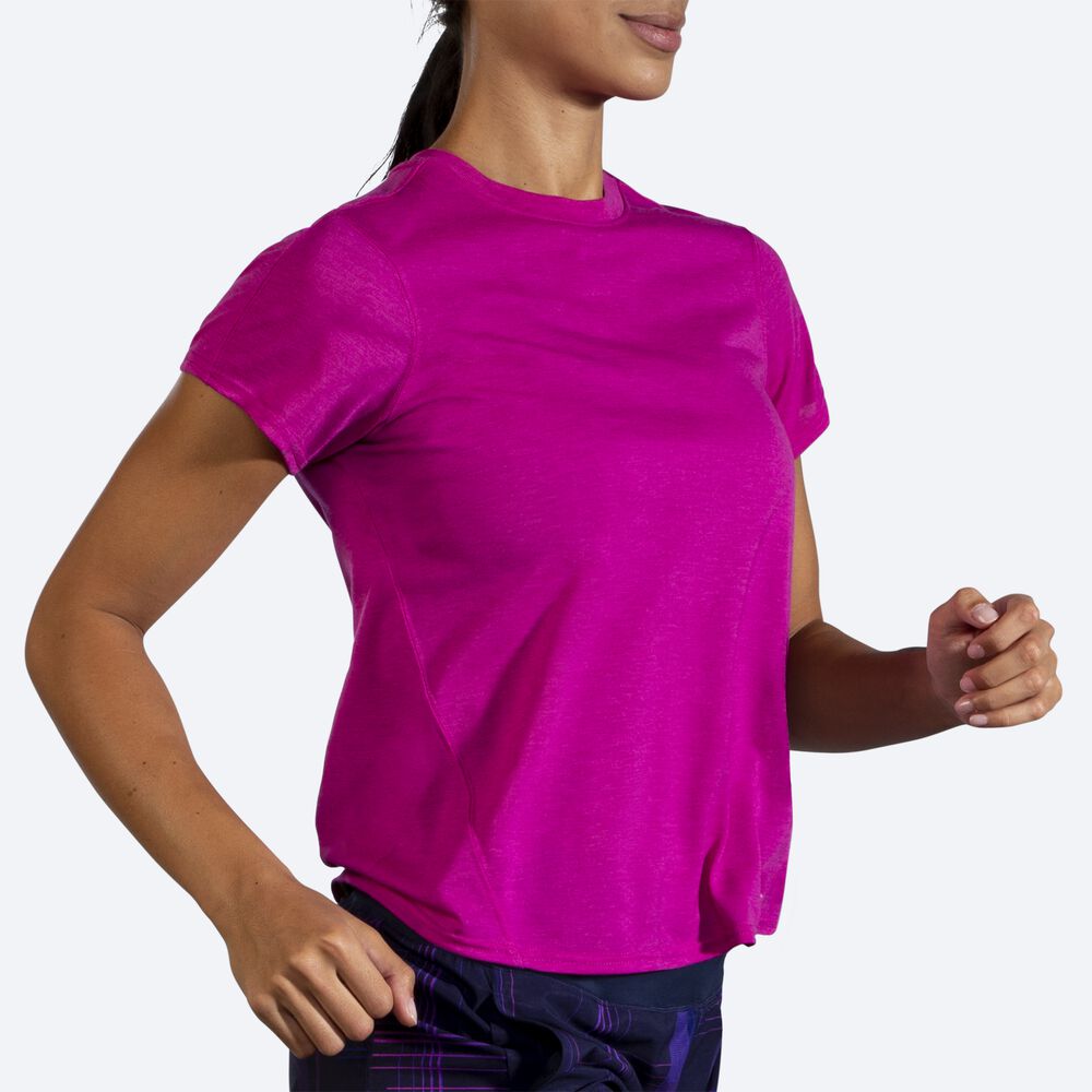 Brooks Distance Short Sleeve μπλουζακια γυναικεια ροζ | GR672489