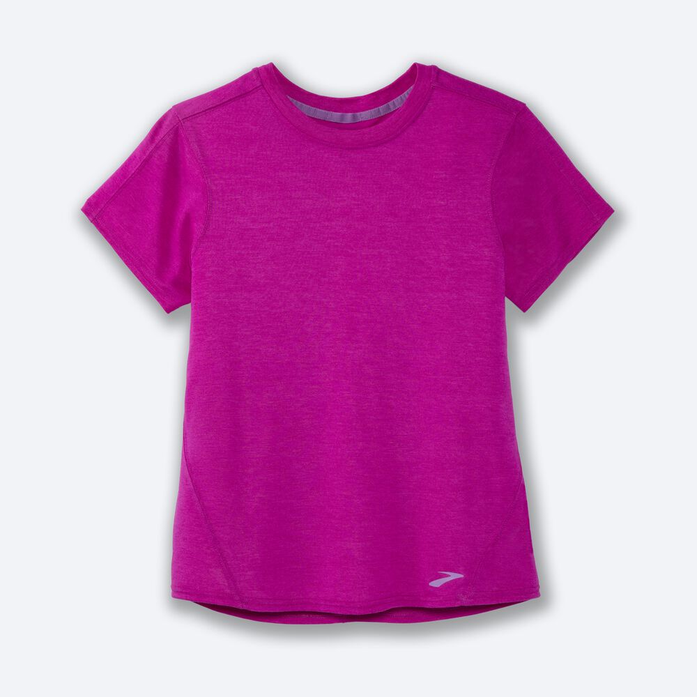 Brooks Distance Short Sleeve μπλουζακια γυναικεια ροζ | GR672489