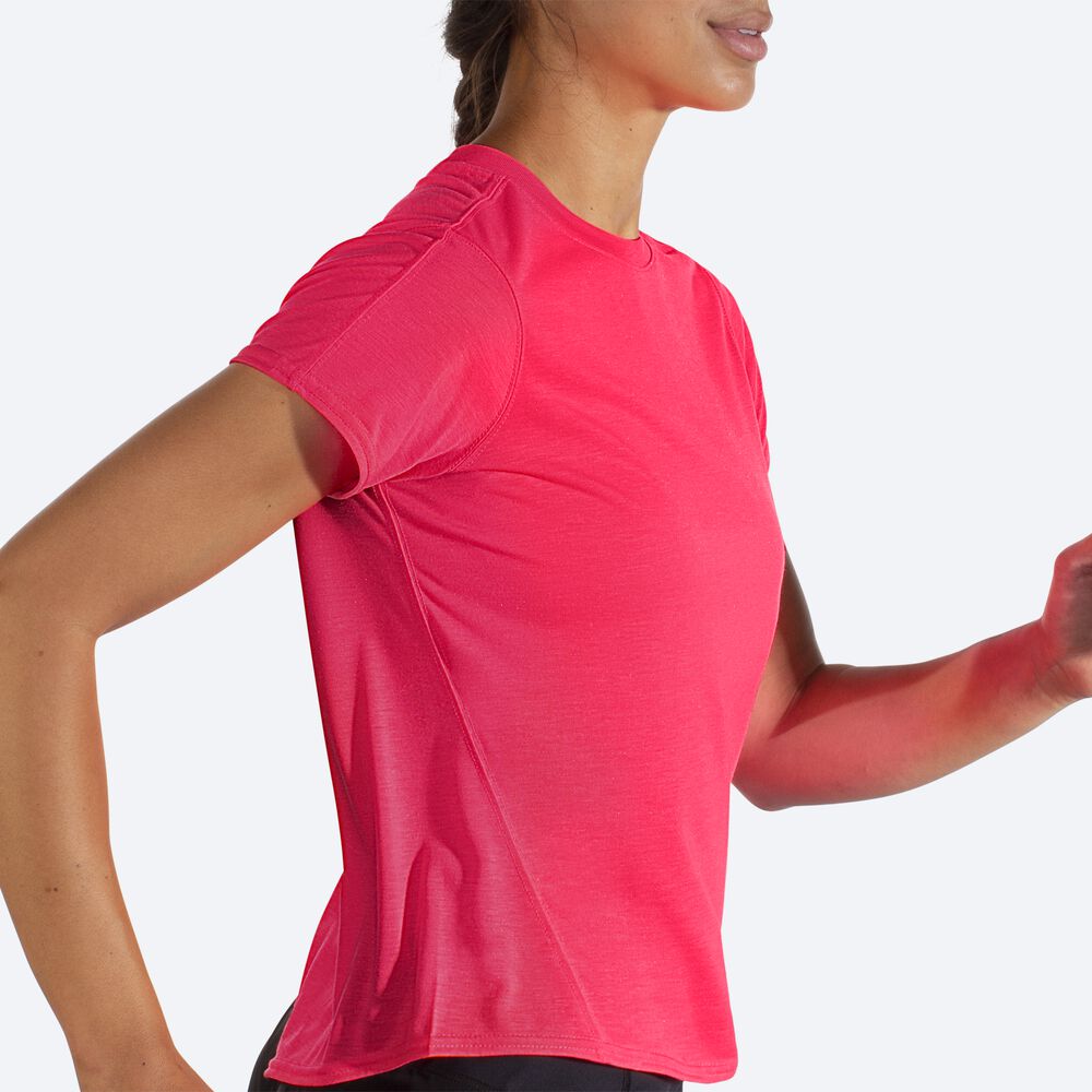 Brooks Distance Short Sleeve μπλουζακια γυναικεια ροζ | GR702398