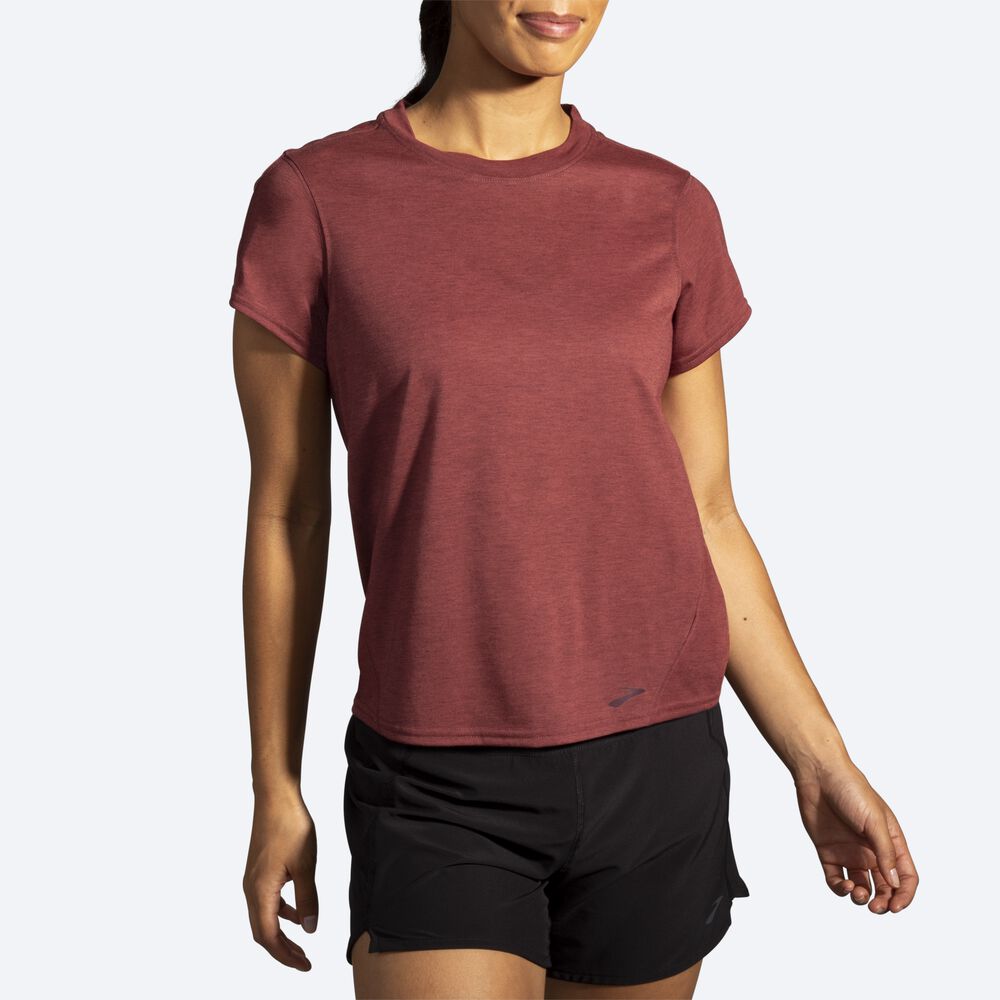 Brooks Distance Short Sleeve μπλουζακια γυναικεια σοκολάτα | GR769034