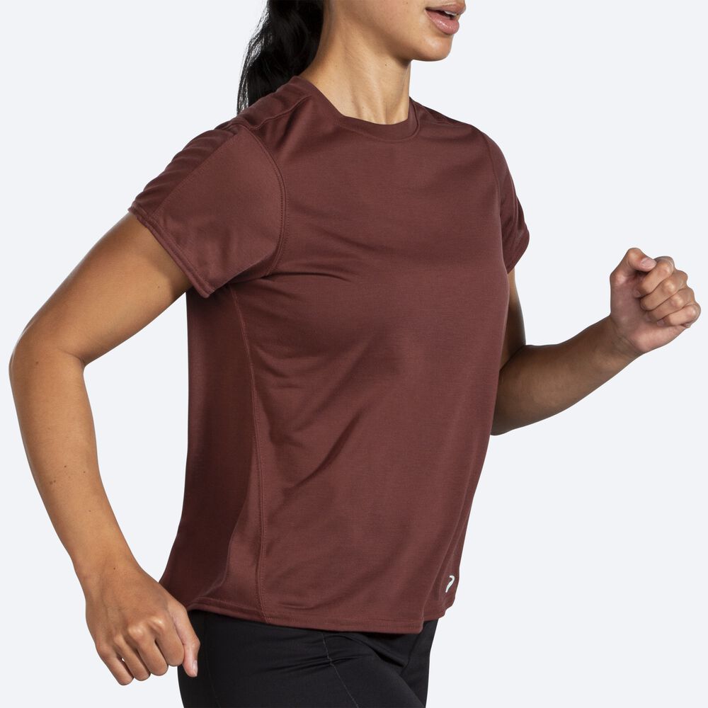 Brooks Distance Short Sleeve μπλουζακια γυναικεια σοκολάτα | GR839042