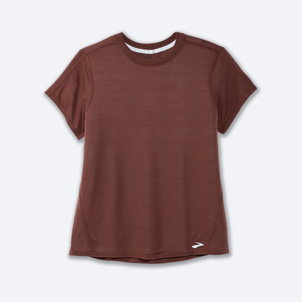 Brooks Distance Short Sleeve μπλουζακια γυναικεια σοκολάτα | GR839042