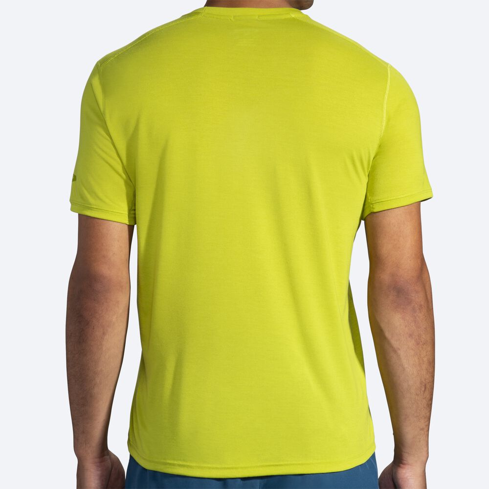 Brooks Distance Short Sleeve μπλουζακια ανδρικα κίτρινα | GR897416