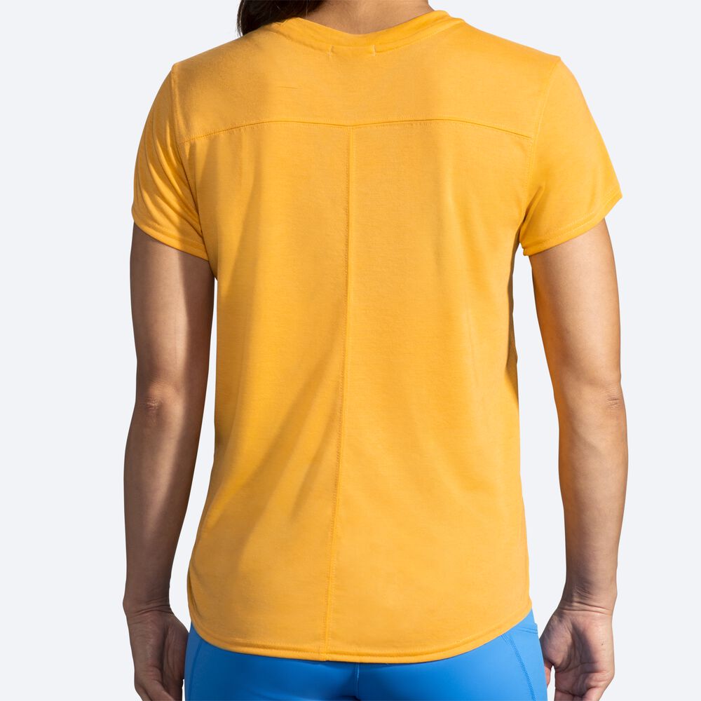 Brooks Distance Short Sleeve μπλουζακια γυναικεια κίτρινα | GR973124