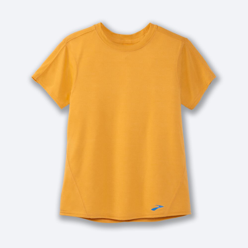 Brooks Distance Short Sleeve μπλουζακια γυναικεια κίτρινα | GR973124