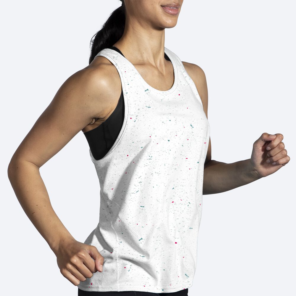 Brooks Distance Tank 2.0 αμανικα μπλουζακια γυναικεια ασπρα | GR148562