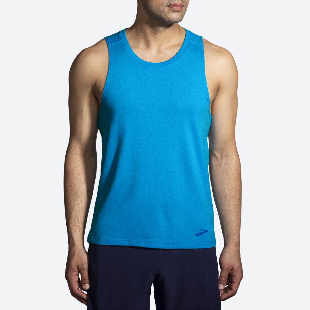 Brooks Distance Tank 2.0 αμανικα μπλουζακια ανδρικα μπλε | GR480579